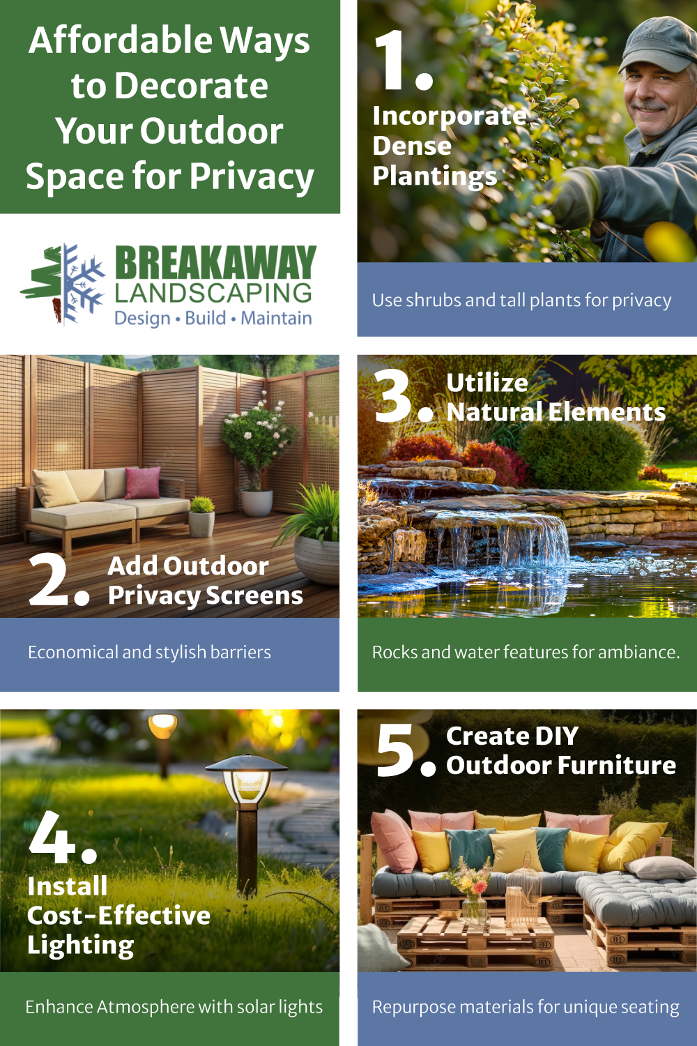 What Are Some Affordable Ways to Create a Secluded Outdoor Oasis Infographic